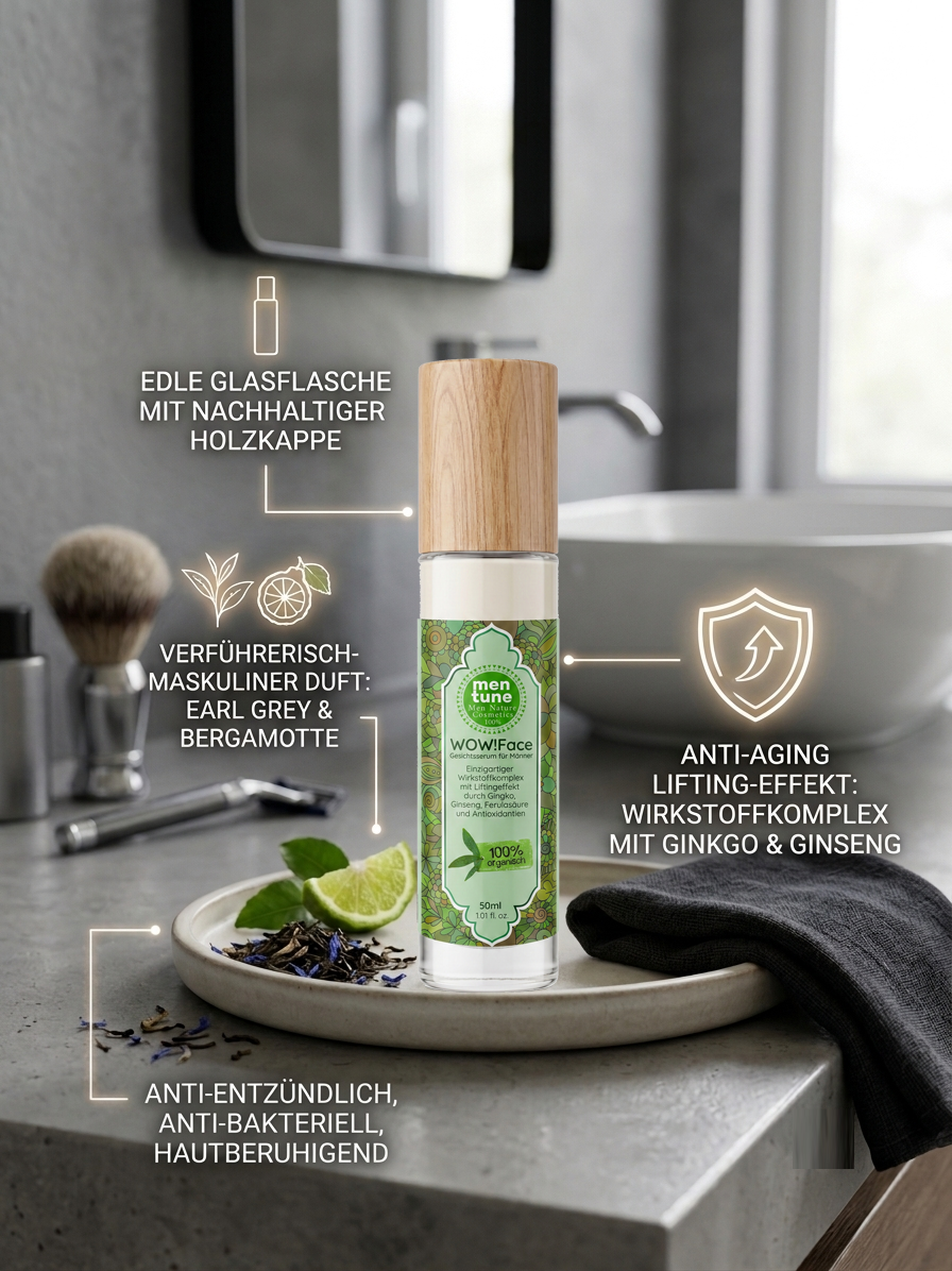 MenTune Wow!Face Gesichtscreme Falten-Stopp Feuchtigkeitspflege Gesichtscreme für Männer mit hochdosierter Anti-Aging-Wirkung sofortiger Anti-Falten-Effekt (1x 50 ml) WowFace