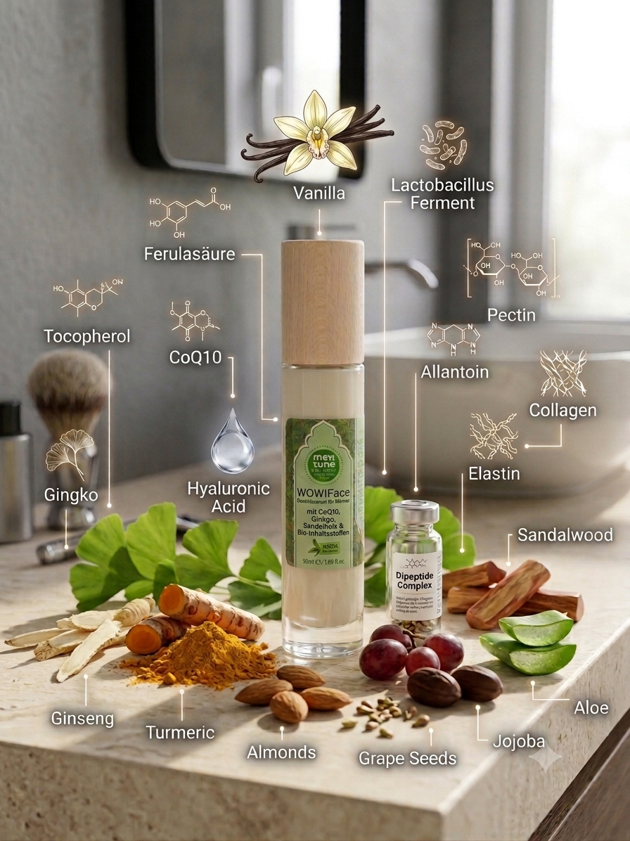 MenTune Wow!Face Gesichtscreme Falten-Stopp Feuchtigkeitspflege Gesichtscreme für Männer mit hochdosierter Anti-Aging-Wirkung sofortiger Anti-Falten-Effekt (1x 50 ml) WowFace