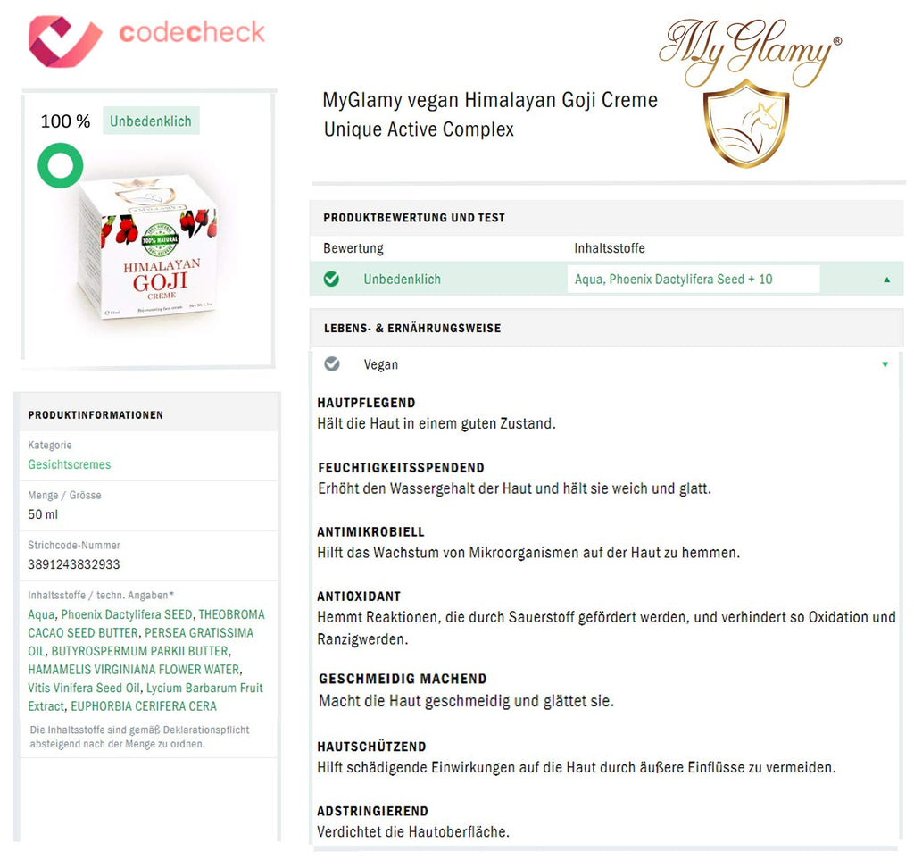 MyGlamy LUXUS Himalaya Bio GOJI BEEREN ANTIOXIDATINEN HYALURONSÄURE Superfood Gesichtscreme 50 ml