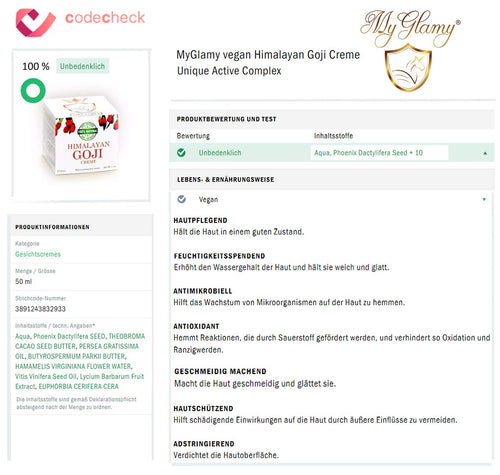 MyGlamy LUXUS Himalaya Bio GOJI BEEREN ANTIOXIDATINEN HYALURONSÄURE Superfood Gesichtscreme 50 ml