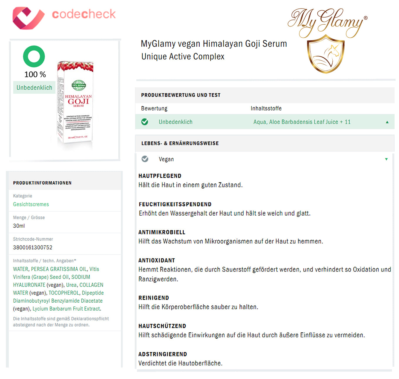Serum Anti-Age Himalaya Bio GOJI BEEREN ANTIOXIDATINEN HYALURONSÄURE Superfood Gesichts 30 ml MyGlamy