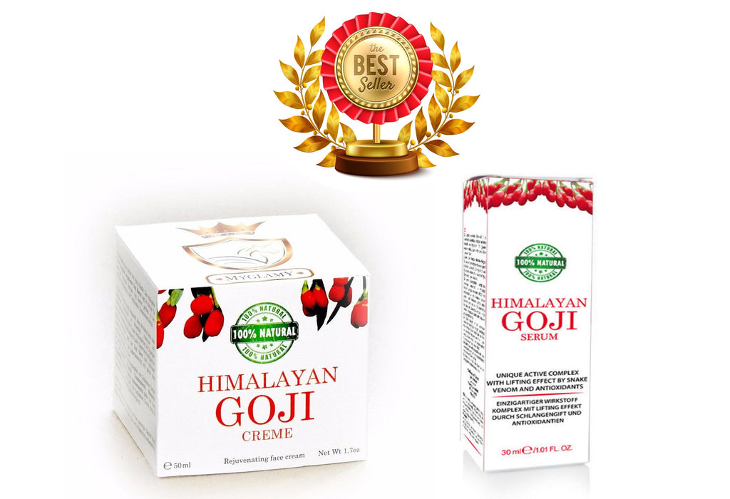 SET GOJI-BEEREN Serum + Gesichtscreme Vegan Hyaluronsäure 100% Naturkosmetik Anti Age Hautpflege (30ml+ 50ml)