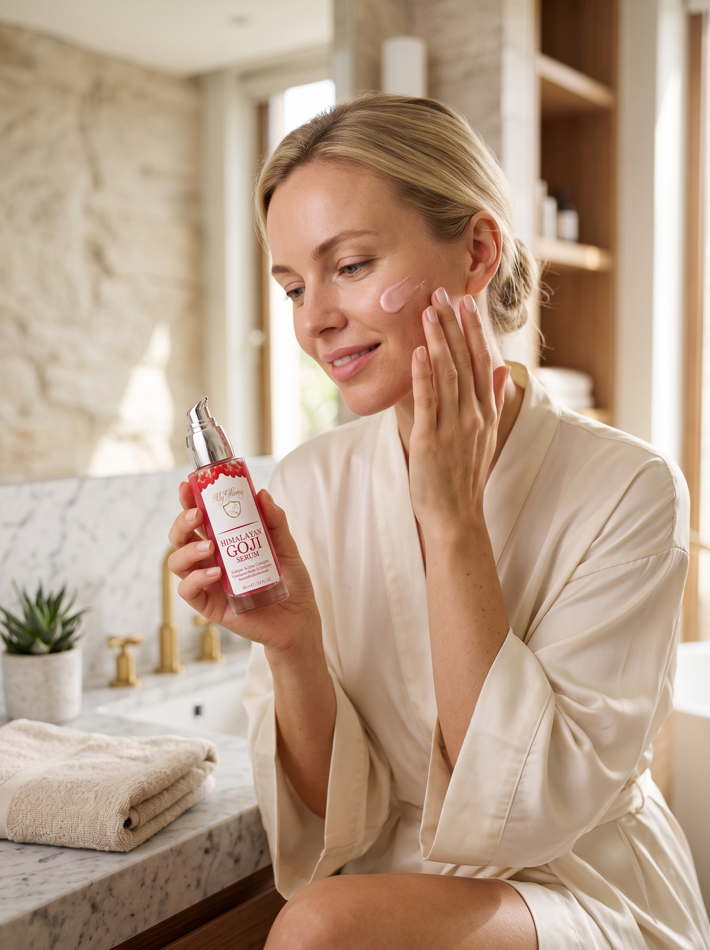 SET GOJI-BEEREN Serum + Gesichtscreme Vegan Hyaluronsäure 100% Naturkosmetik Anti Age Hautpflege (30ml+ 50ml)