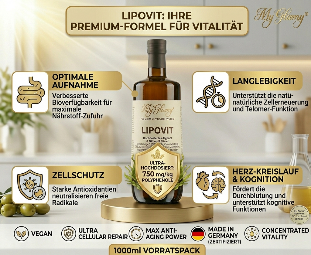 Lipovit Premium Phyto-Oil System LONGEVITY Öl Algenöl + Olivenöl Elixier Omega3