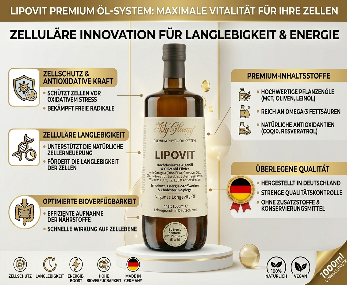 Lipovit Premium Phyto-Oil System LONGEVITY Öl Algenöl + Olivenöl Elixier Omega3