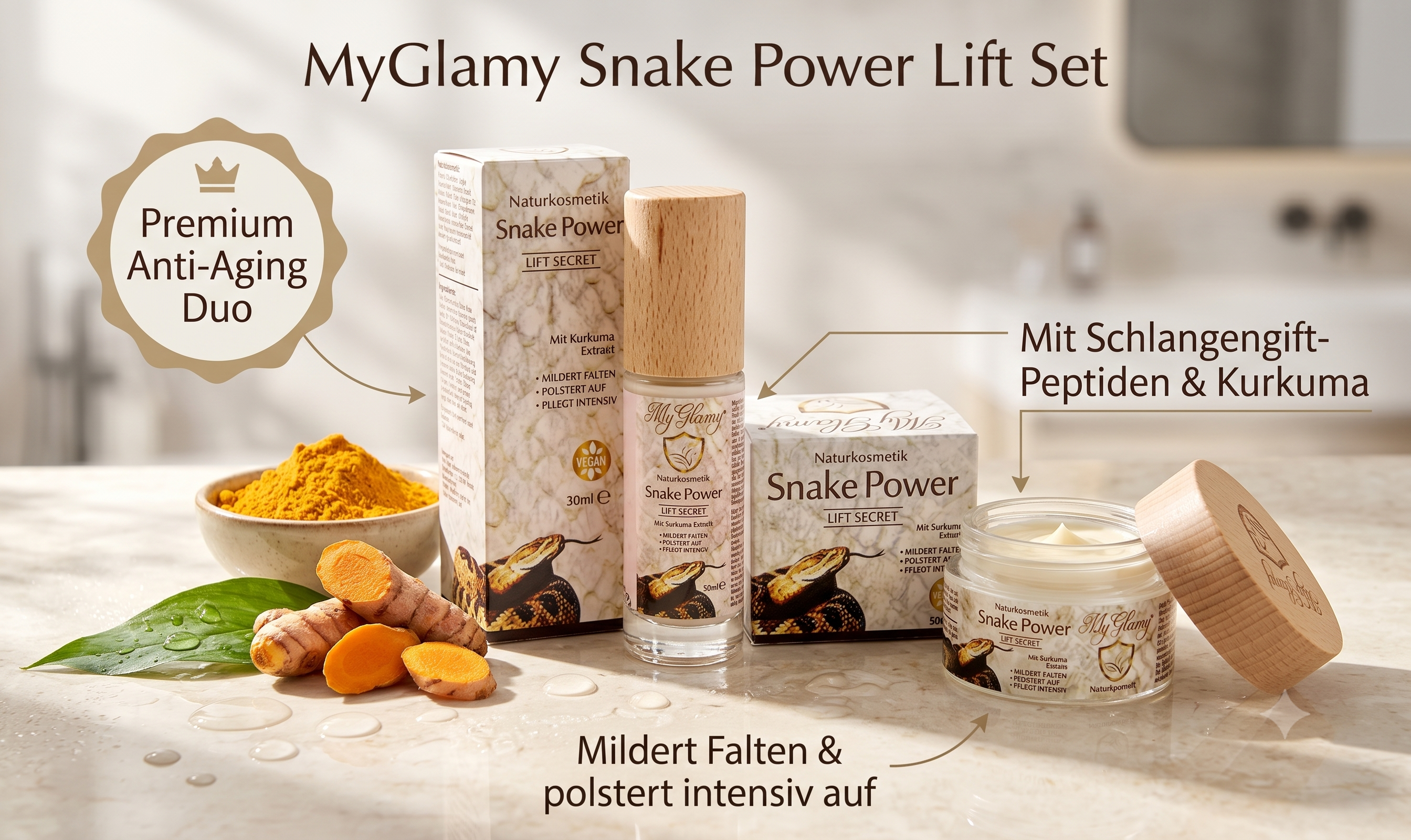 MyGlamy Naturkosmetik Hyaluron Creme Snake Power LIFT 50ml Creme mit 4% Schlangengift Kurkuma Hyaluronsäure
