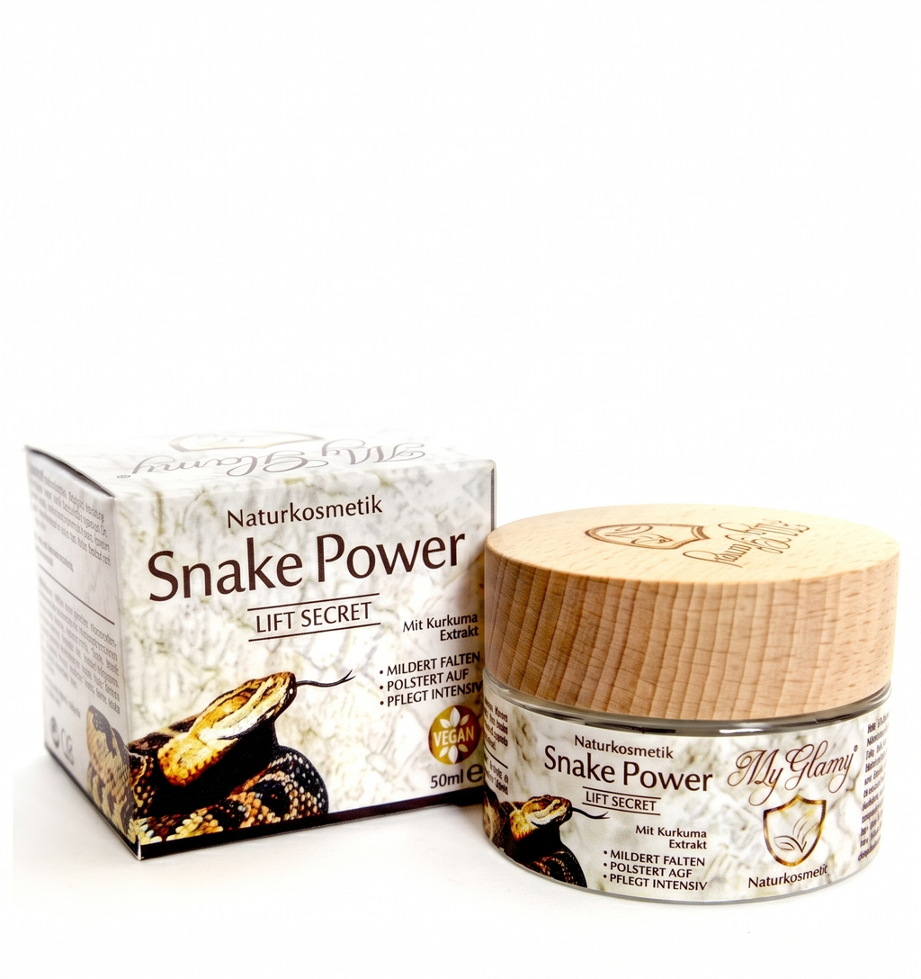 MyGlamy Naturkosmetik Hyaluron Creme Snake Power LIFT 50ml Creme mit 4% Schlangengift Kurkuma Hyaluronsäure