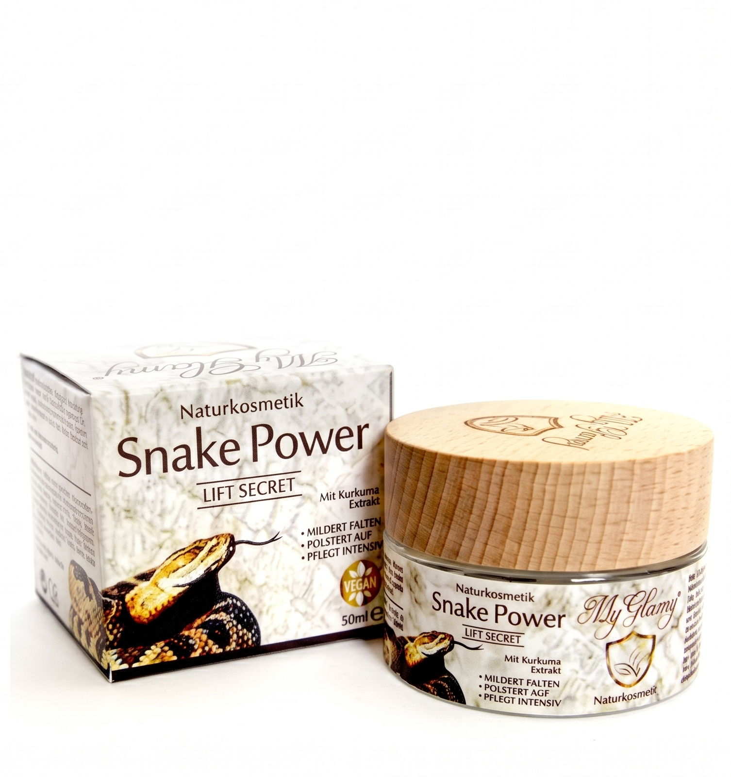 MyGlamy Naturkosmetik Hyaluron Creme Snake Power LIFT 50ml Creme mit 4% Schlangengift Kurkuma Hyaluronsäure