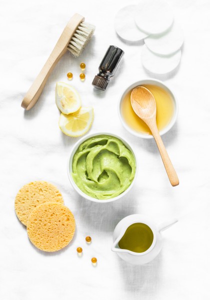 Honey-and-avocado-face-mask-top-view-Beauty-youth-skin-care-concept