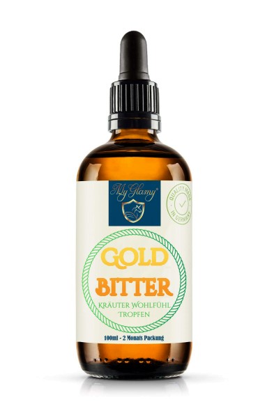 GOLD BITTER Bitterstoffe Wohlfühl Verdauung Tropfen 100ml mit praktischem Pipettenverschluss Bittert